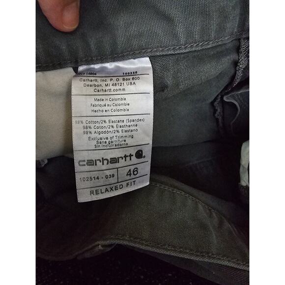 Carhartt Relaxed Fit Mens Canvas gray shorts Size 46 Work Durable Sturdy - Picture 5 of 6